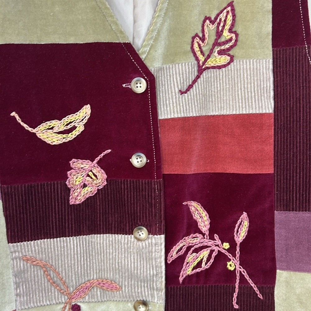 Vintage Susan Bristol Casuals Fall Autumn Patchwork Corduroy Velvet Vest Size M‎ - Picture 3 of 6